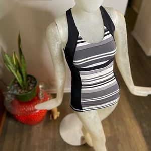 Lululemon Athletica Women’s Black/White/Gray Racer Back Tank W/ Built In Bra